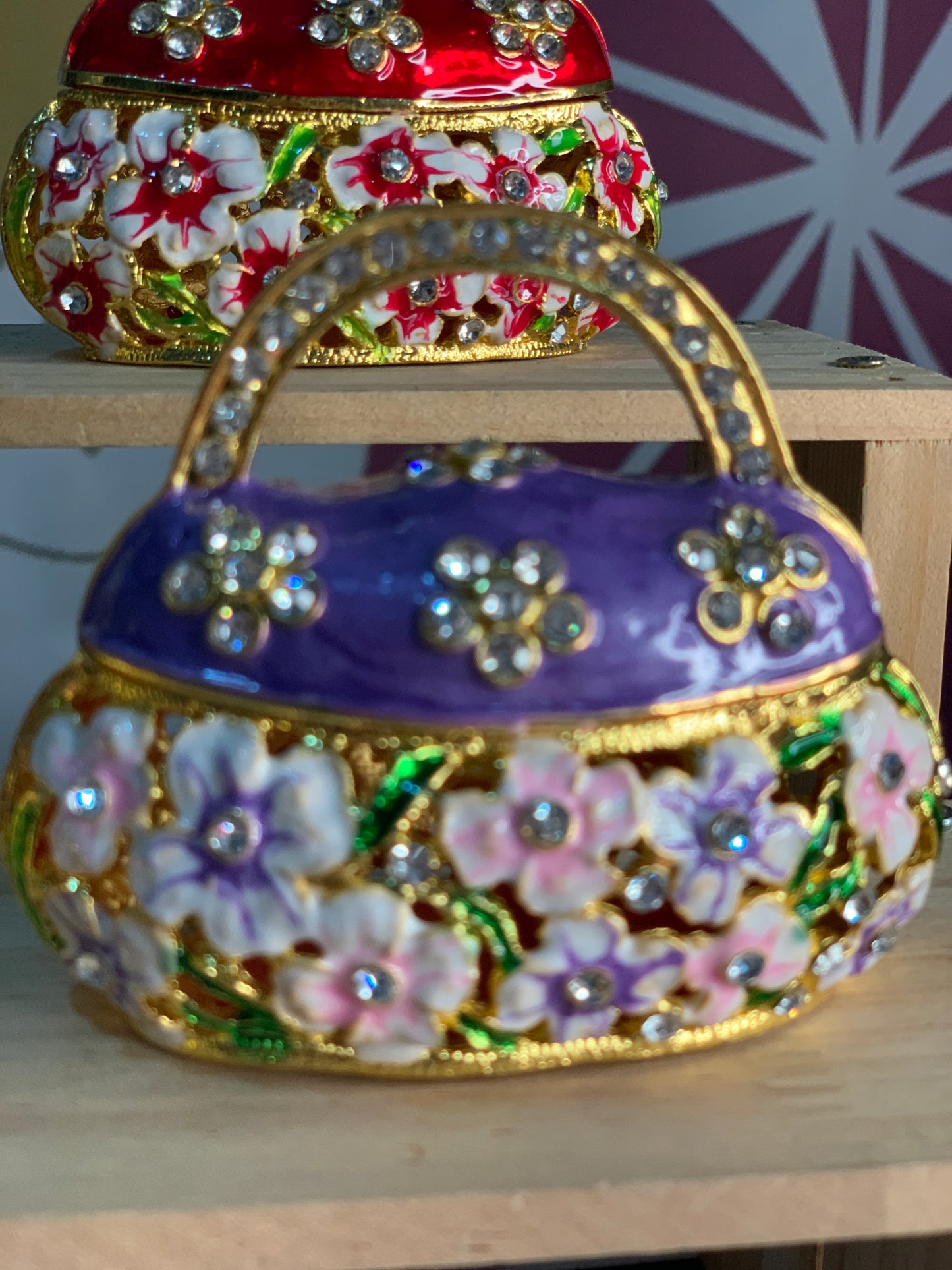 #HA1022-High grade Trinket box Jewelry box handmade Metal Enameled Ornament Hand-Embellished Gift for Lover