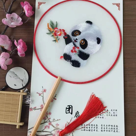#JA-1013 -5pc lot(4+1pcstand) Silk Embroidery fan handmade Chinese Style Embroidery