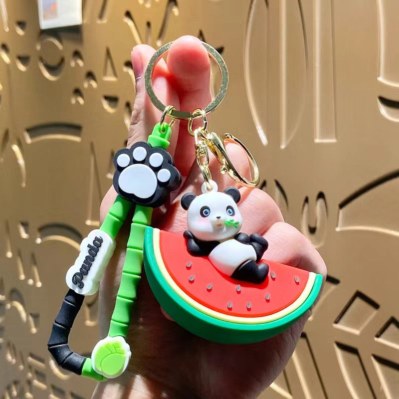 #HA1024 4 pcs lot Cute panda keychain,bag chain fruit panda kungfu panda car key accessory