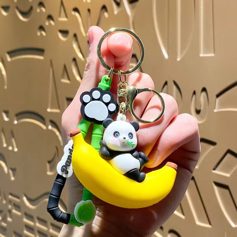 #HA1024 4 pcs lot Cute panda keychain,bag chain fruit panda kungfu panda car key accessory