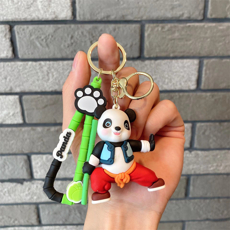 #HA1024 4 pcs lot Cute panda keychain,bag chain fruit panda kungfu panda car key accessory