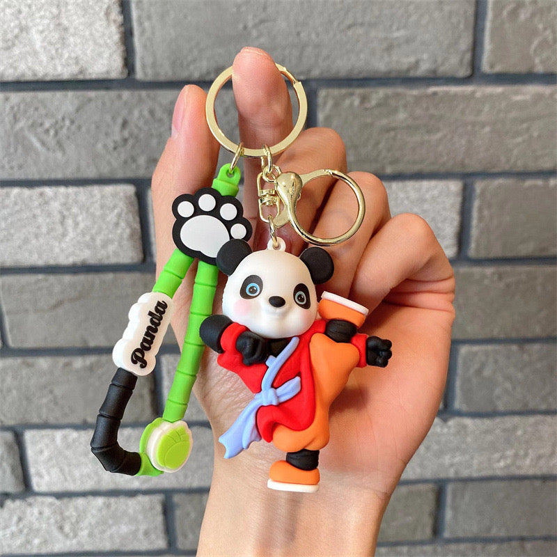 #HA1024 4 pcs lot Cute panda keychain,bag chain fruit panda kungfu panda car key accessory