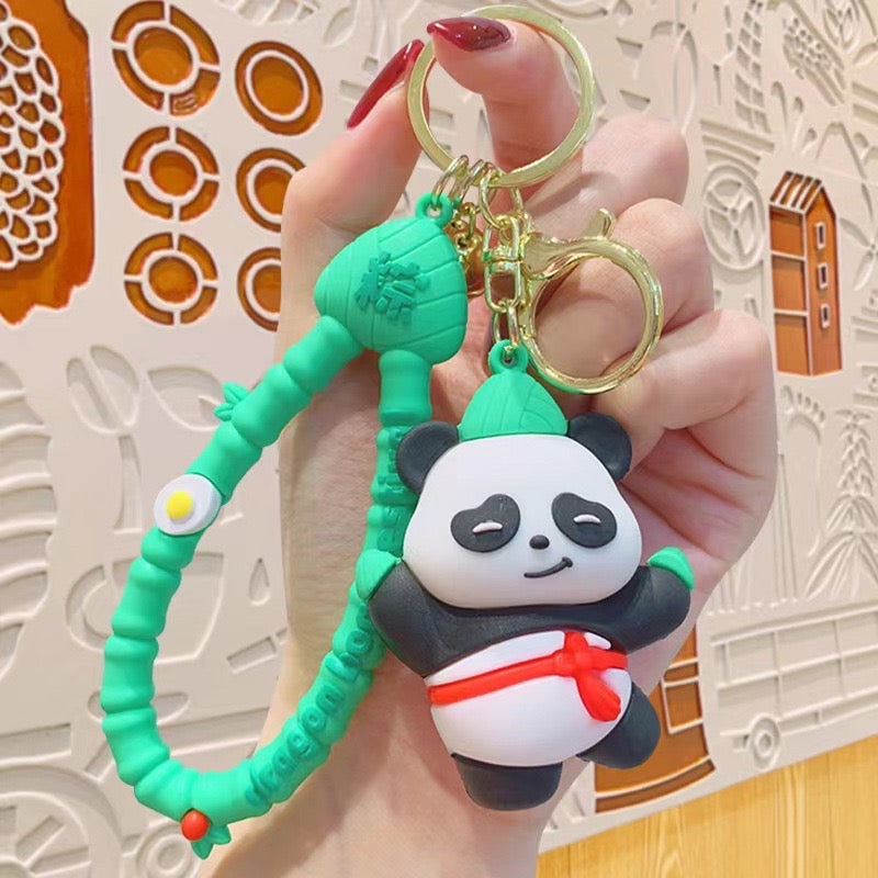 #HA1024 4 pcs lot Cute panda keychain,bag chain fruit panda kungfu panda car key accessory