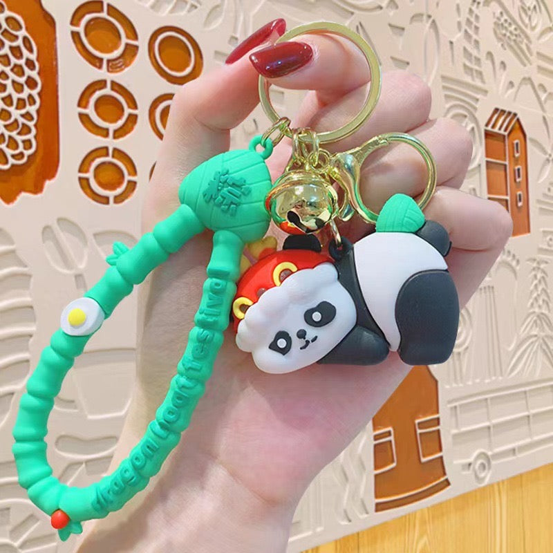 #HA1024 4 pcs lot Cute panda keychain,bag chain fruit panda kungfu panda car key accessory