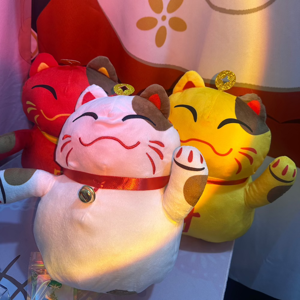 35cm Fortune Cat Plush Toys Stuffed Soft animal Plush Pillow Creative Bell Lucky Cat Gifts Doll