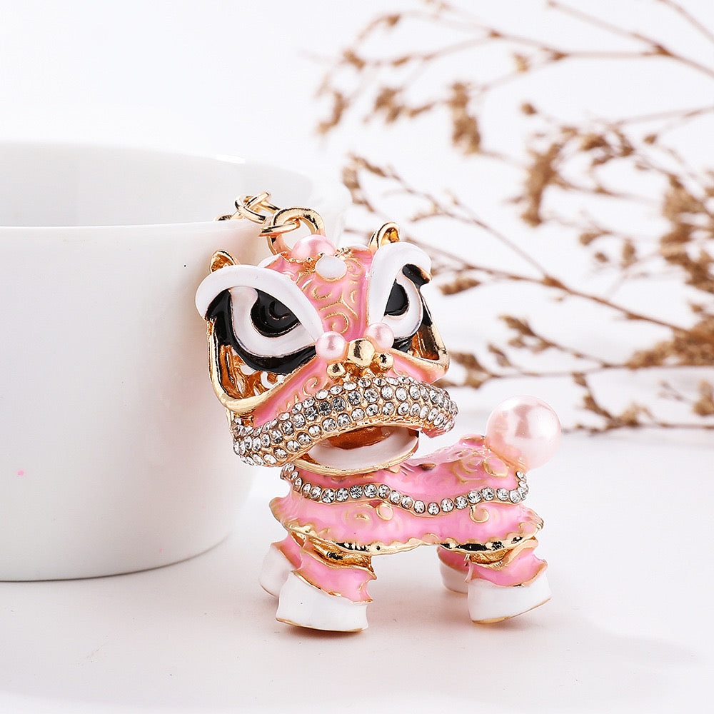 #HA1019 Dancing Lion Key Chain Colorful Chinese Ethnic Keychain Car Pendant gift souvenir
