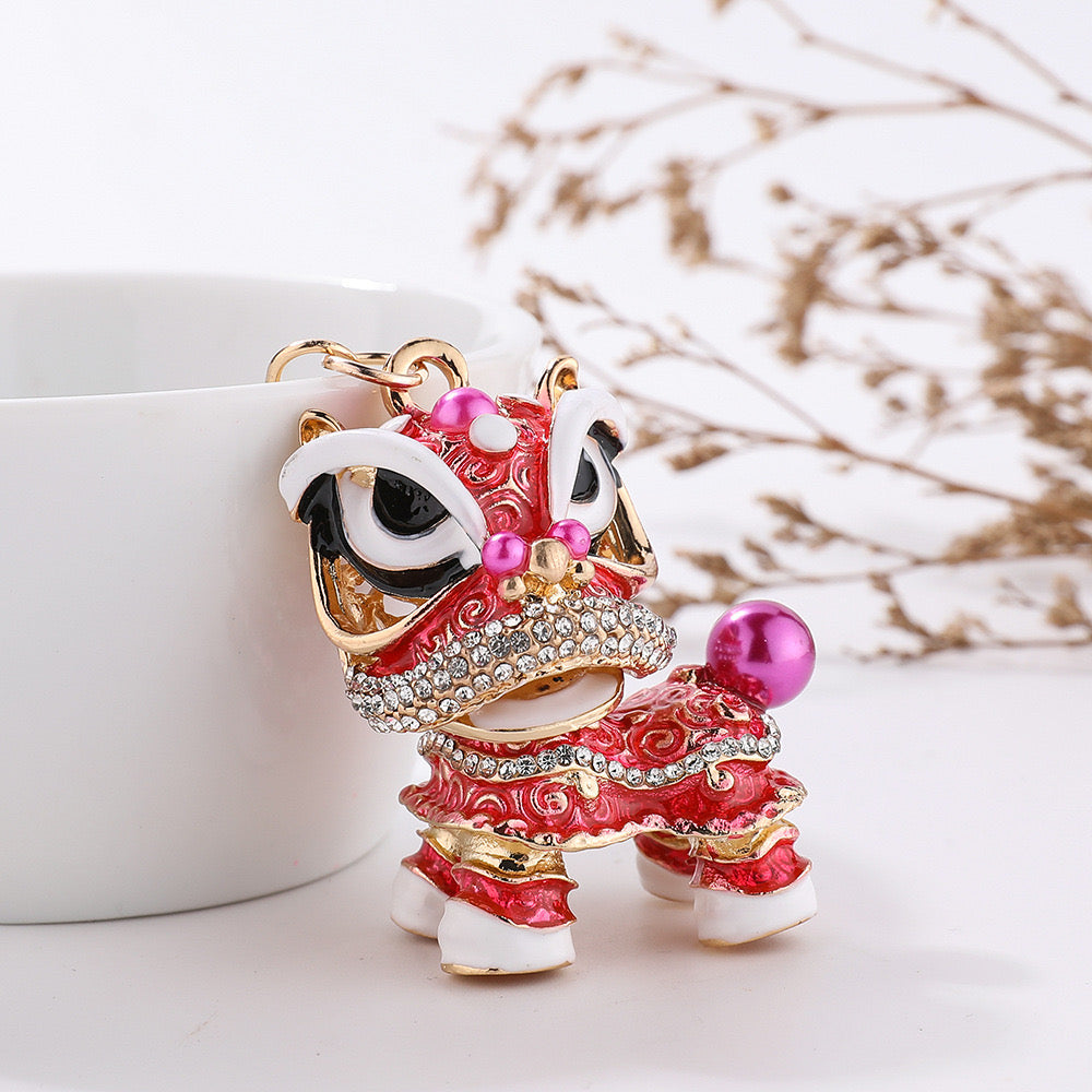 #HA1019 Dancing Lion Key Chain Colorful Chinese Ethnic Keychain Car Pendant gift souvenir