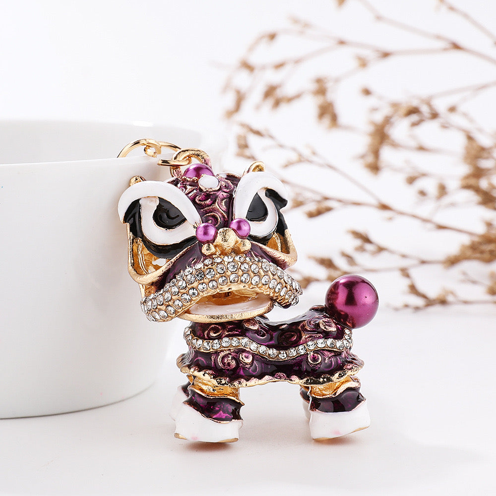 #HA1019 Dancing Lion Key Chain Colorful Chinese Ethnic Keychain Car Pendant gift souvenir