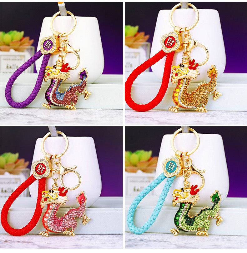 #HA1020 Dancing dragon chinese zodiac keychain keyring car key hangbag accessories