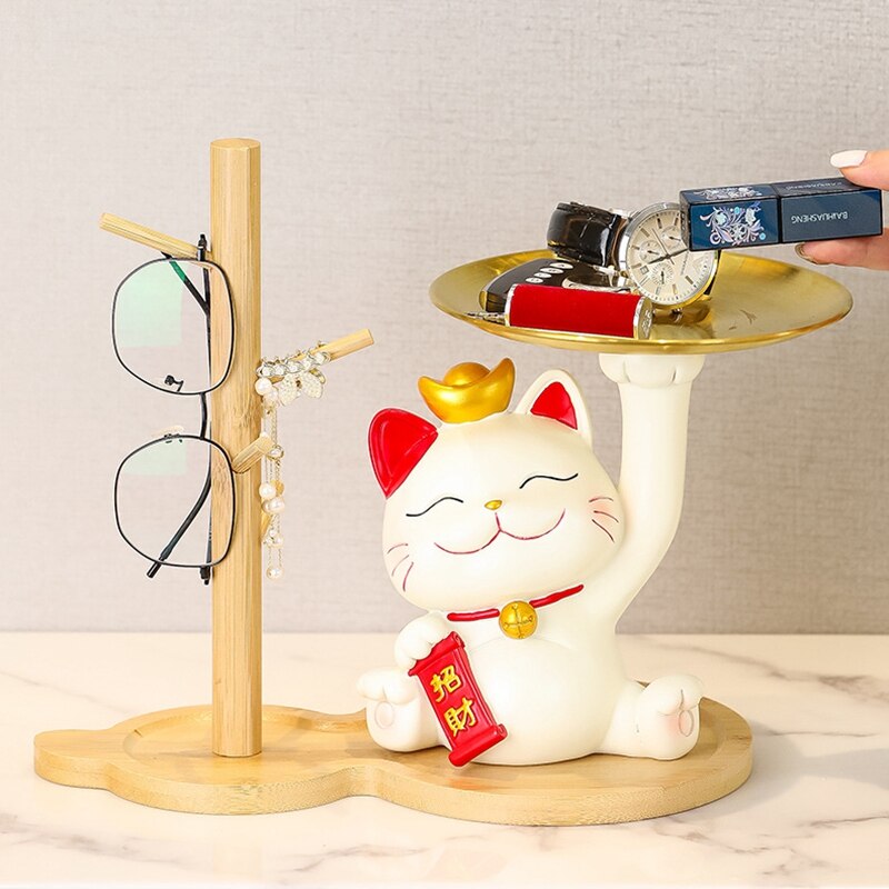 #1031 Lucky Cat Storage Tray Kawaii  Snack Food Holder Desk Ornaments Decoration Gift