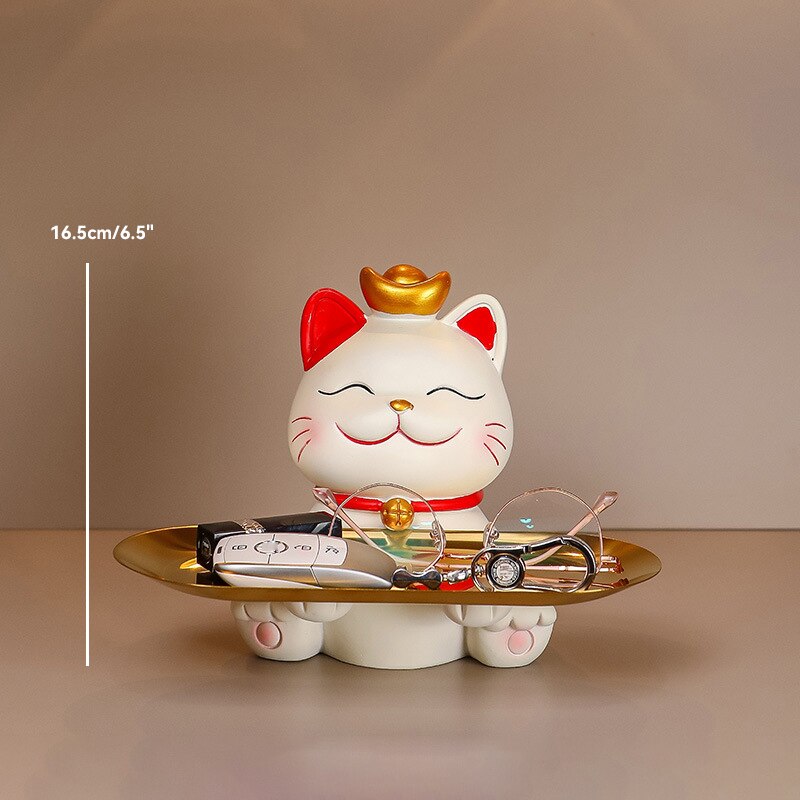 #1031 Lucky Cat Storage Tray Kawaii  Snack Food Holder Desk Ornaments Decoration Gift