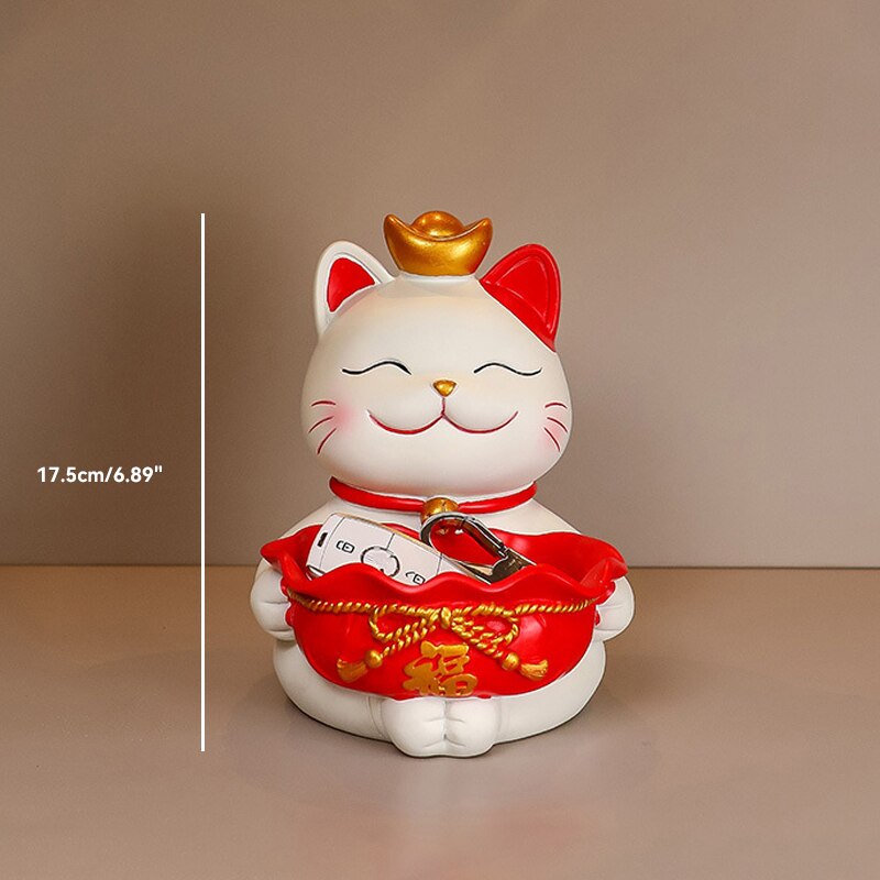 #1031 Lucky Cat Storage Tray Kawaii  Snack Food Holder Desk Ornaments Decoration Gift