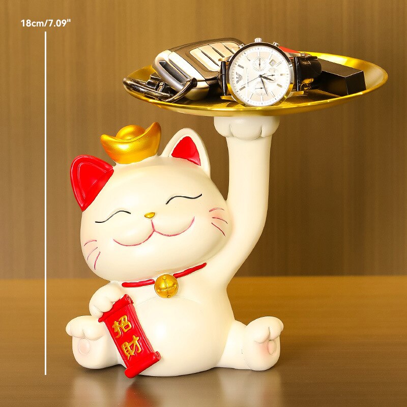 #1031 Lucky Cat Storage Tray Kawaii  Snack Food Holder Desk Ornaments Decoration Gift