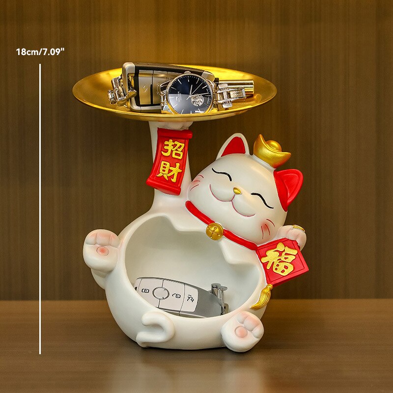 #1031 Lucky Cat Storage Tray Kawaii  Snack Food Holder Desk Ornaments Decoration Gift