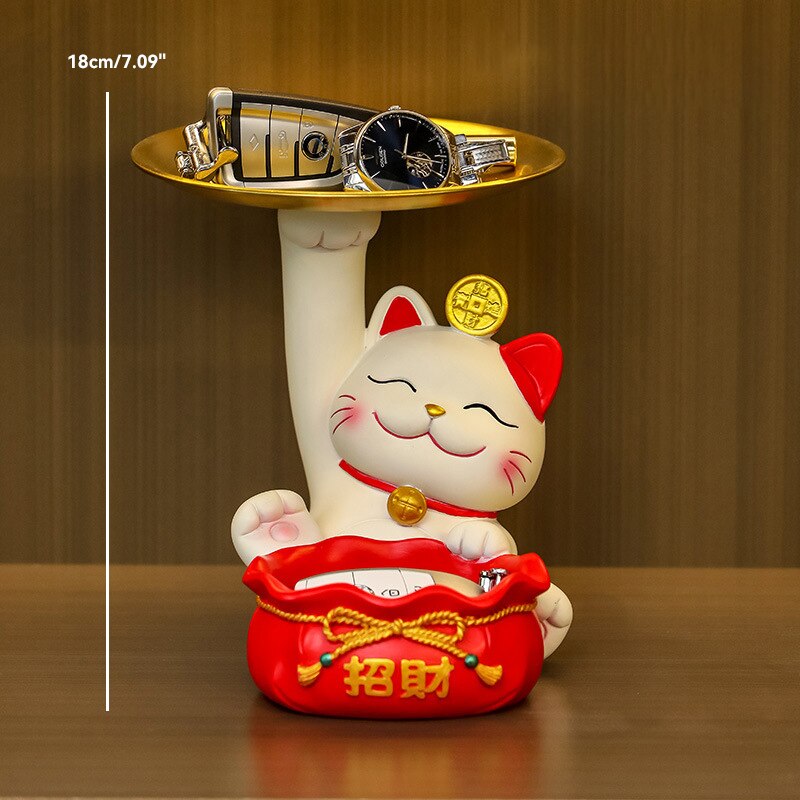#1031 Lucky Cat Storage Tray Kawaii  Snack Food Holder Desk Ornaments Decoration Gift