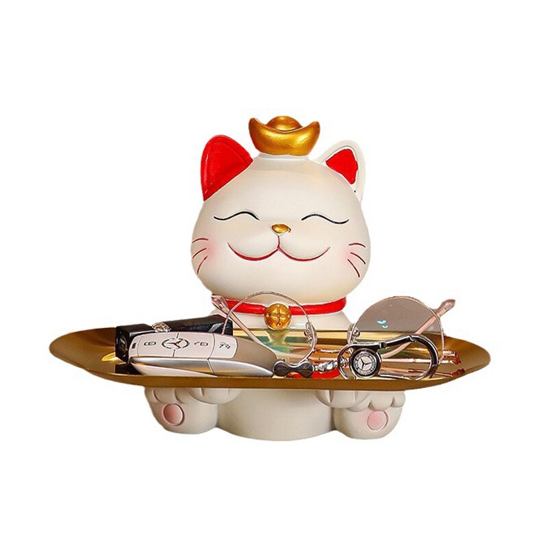 #1031 Lucky Cat Storage Tray Kawaii  Snack Food Holder Desk Ornaments Decoration Gift