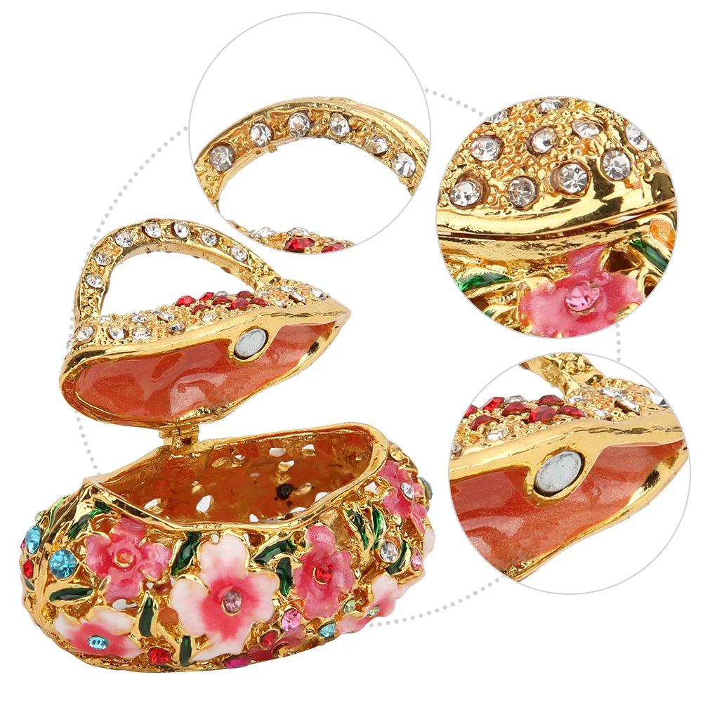 #HA1022-High grade Trinket box Jewelry box handmade Metal Enameled Ornament Hand-Embellished Gift for Lover