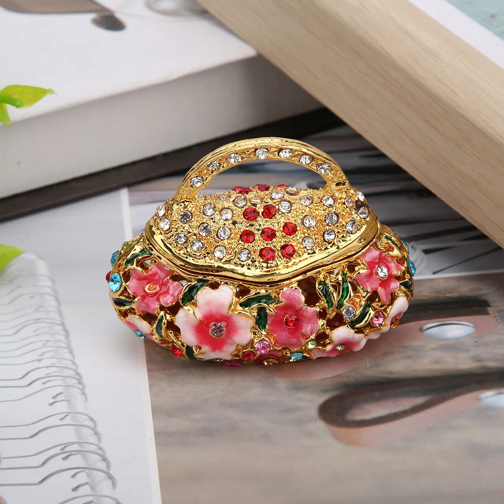 #HA1022-High grade Trinket box Jewelry box handmade Metal Enameled Ornament Hand-Embellished Gift for Lover