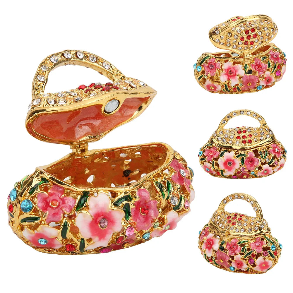 #HA1022-High grade Trinket box Jewelry box handmade Metal Enameled Ornament Hand-Embellished Gift for Lover