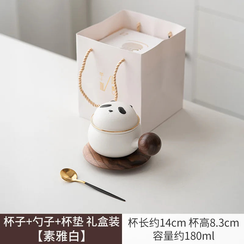 #HD1033 Cute Panda Ceramic Mug 180ML with Lid for Tea ,Coffee Mugs Milk Cups Home Decoration Gift