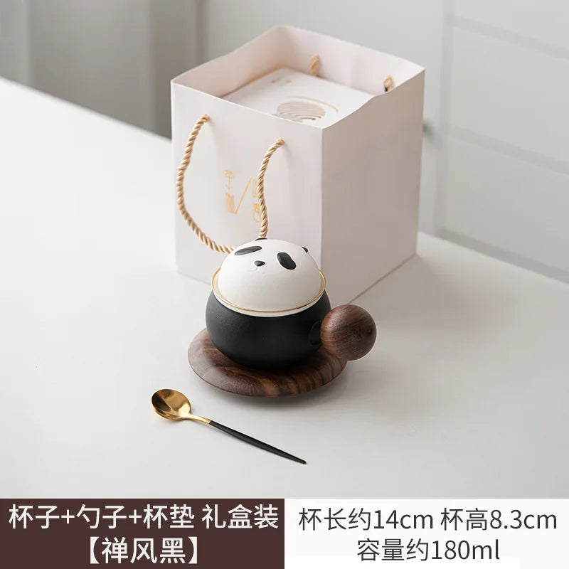 #HD1033 Cute Panda Ceramic Mug 180ML with Lid for Tea ,Coffee Mugs Milk Cups Home Decoration Gift