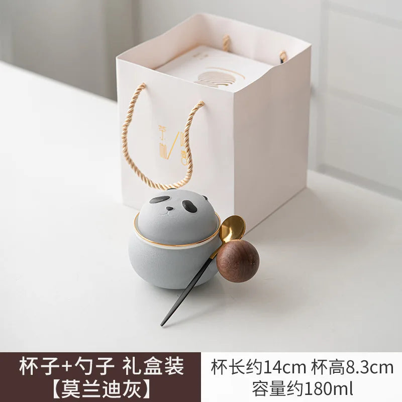 #HD1033 Cute Panda Ceramic Mug 180ML with Lid for Tea ,Coffee Mugs Milk Cups Home Decoration Gift