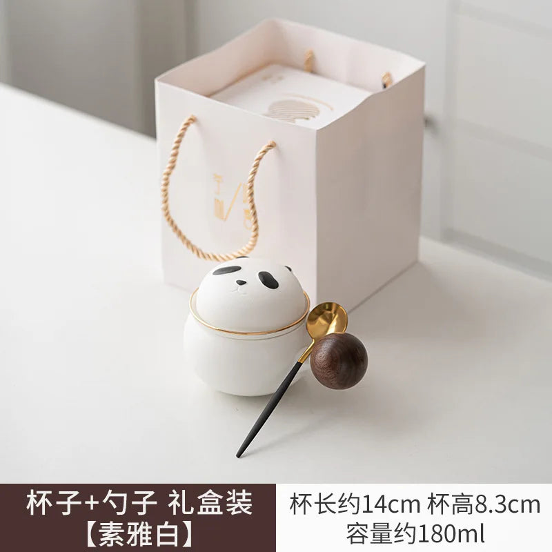 #HD1033 Cute Panda Ceramic Mug 180ML with Lid for Tea ,Coffee Mugs Milk Cups Home Decoration Gift