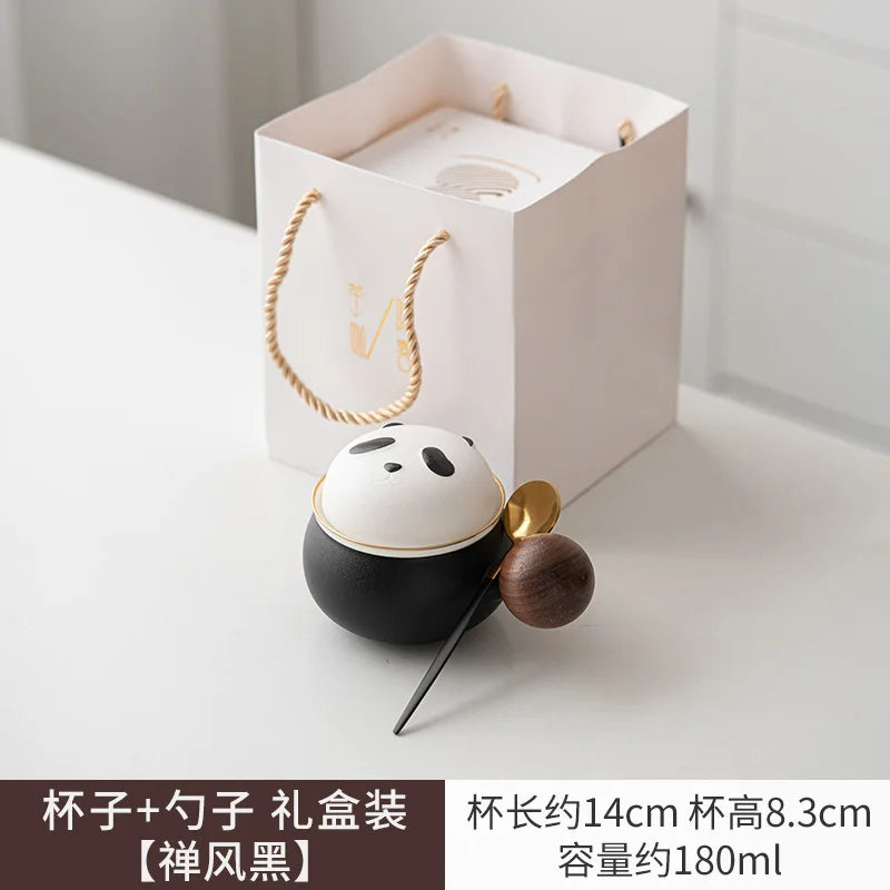 #HD1033 Cute Panda Ceramic Mug 180ML with Lid for Tea ,Coffee Mugs Milk Cups Home Decoration Gift
