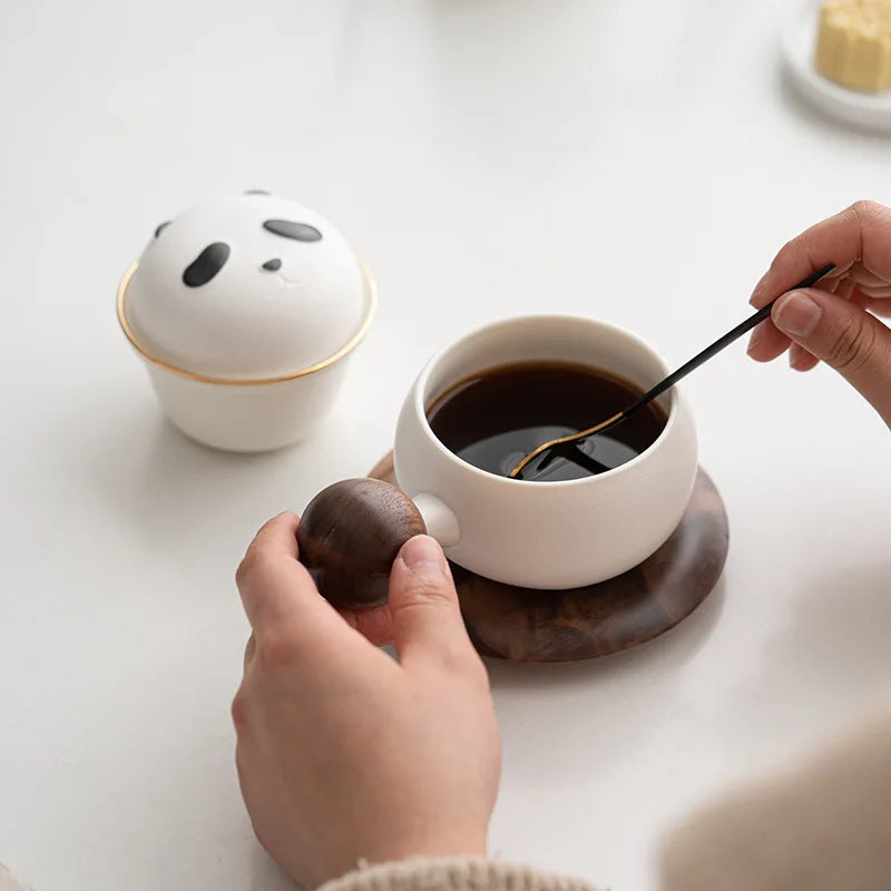 #HD1033 Cute Panda Ceramic Mug 180ML with Lid for Tea ,Coffee Mugs Milk Cups Home Decoration Gift