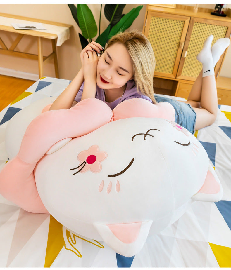 #HA1028 Sakura lucky cat cushion pillow cute fortune cat plush kids toys girl gift
