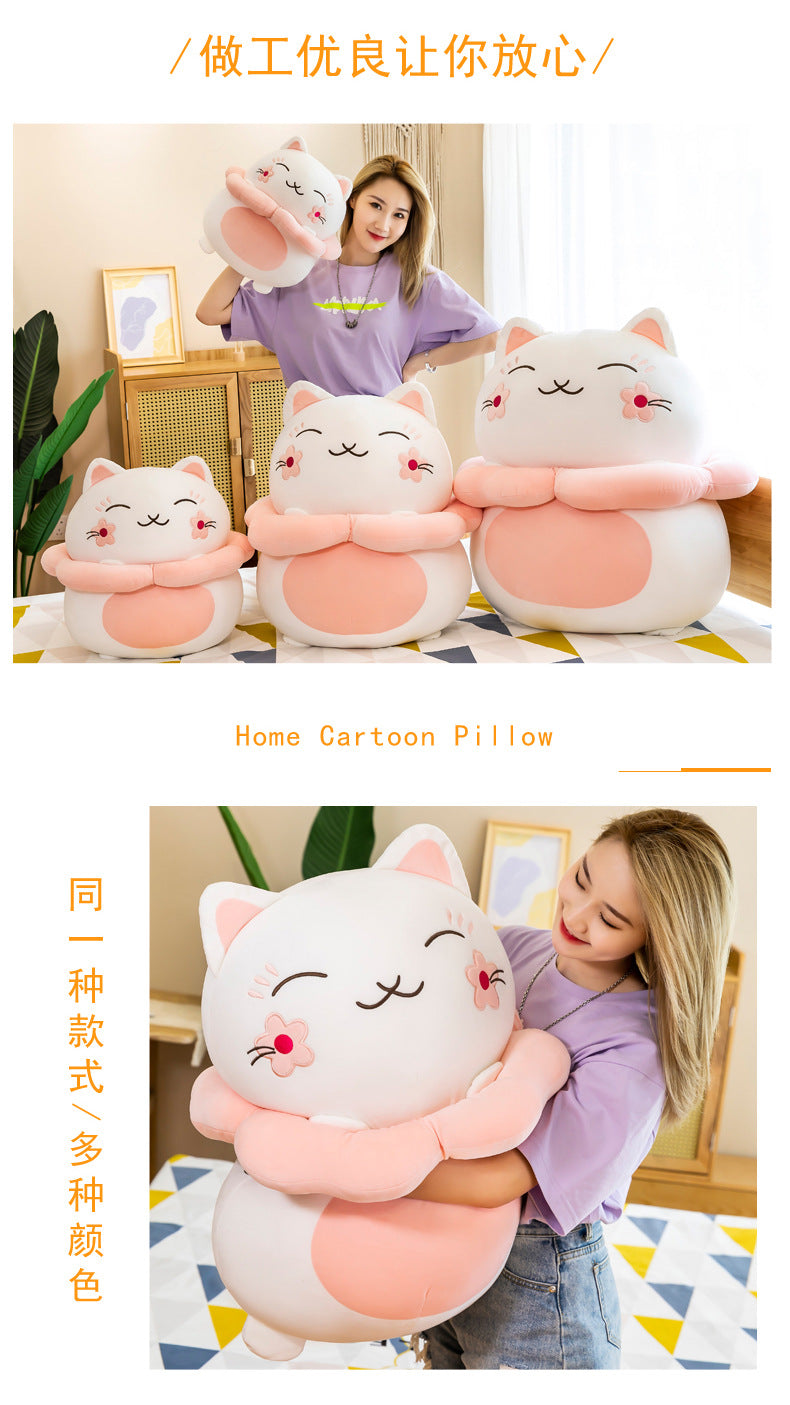#HA1028 Sakura lucky cat cushion pillow cute fortune cat plush kids toys girl gift