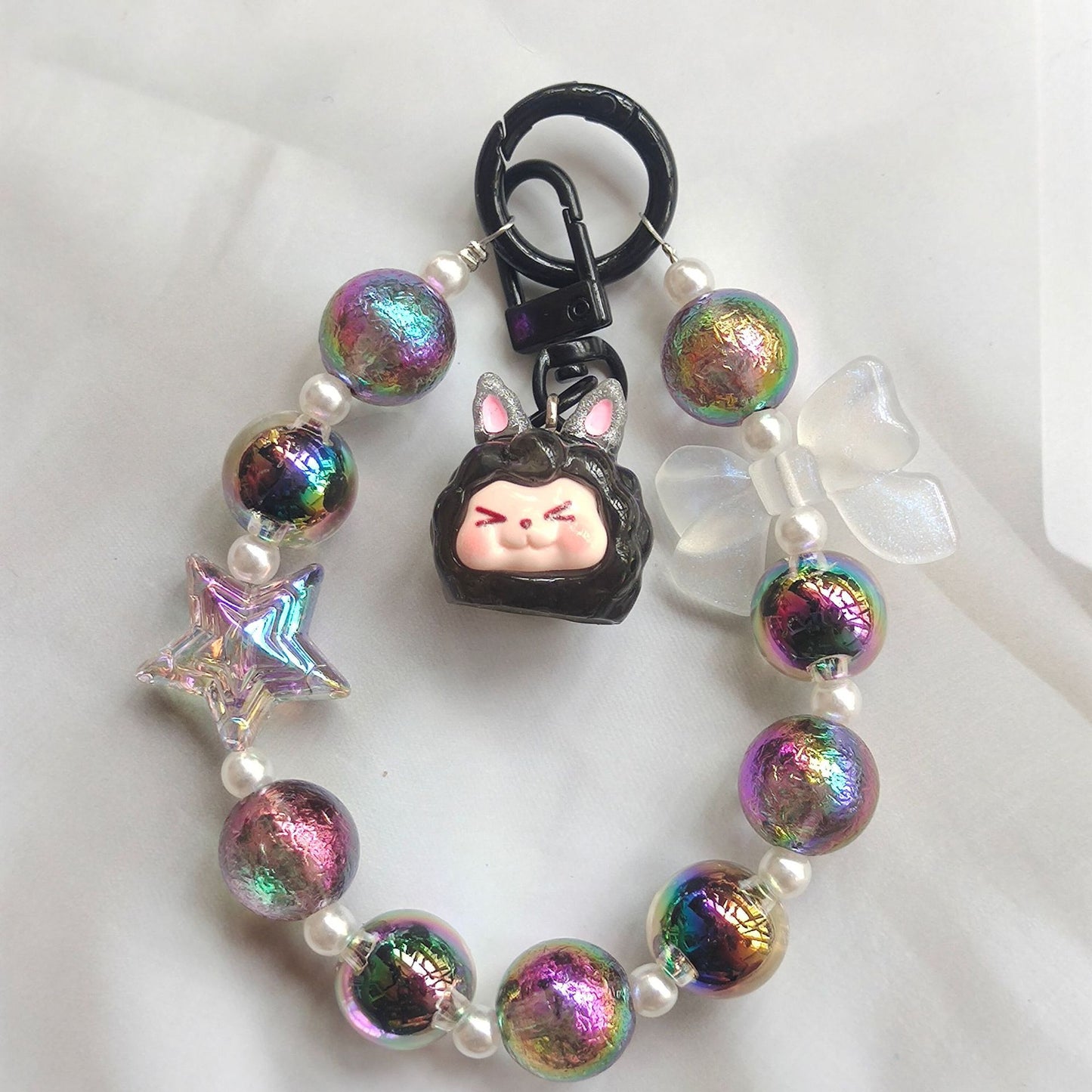 #HA1025  4 pcs lot kiki bead wrist lanyard wristlet bracelet  phone strap keychain keyring blindbox for women purse charms gift