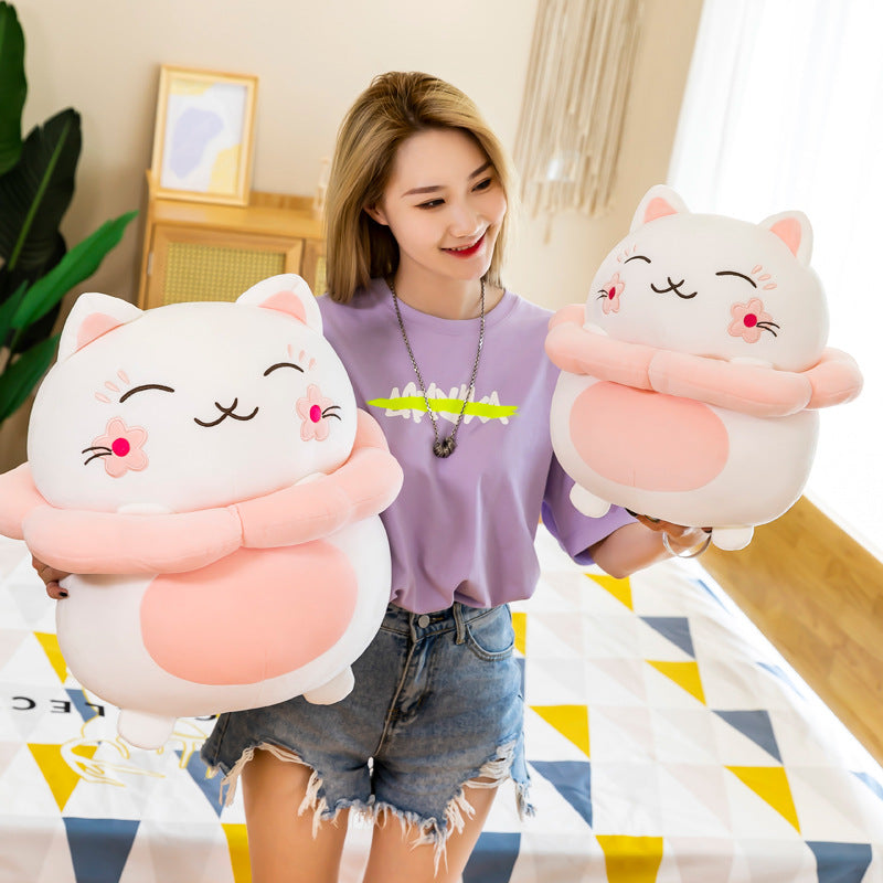 #HA1028 Sakura lucky cat cushion pillow cute fortune cat plush kids toys girl gift