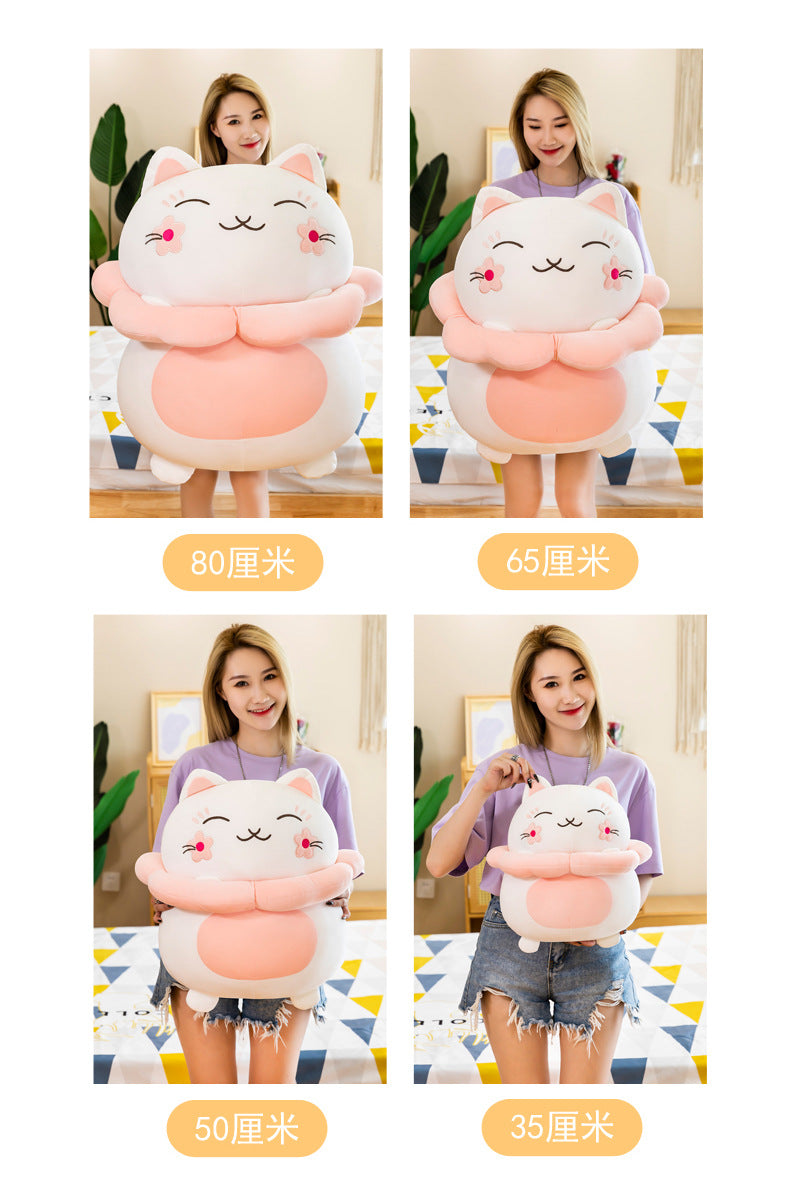 #HA1028 Sakura lucky cat cushion pillow cute fortune cat plush kids toys girl gift