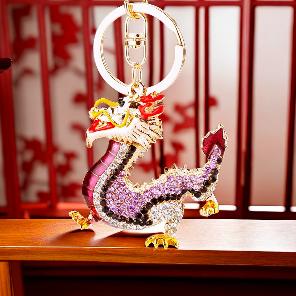 #HA1020 Dancing dragon chinese zodiac keychain keyring car key hangbag accessories