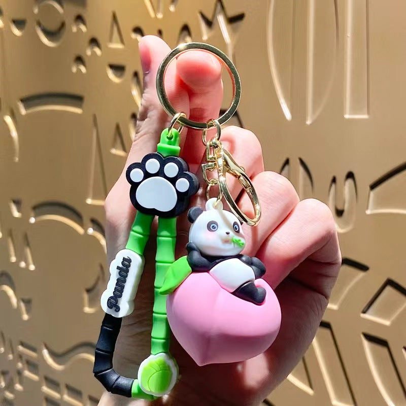#HA1024 4 pcs lot Cute panda keychain,bag chain fruit panda kungfu panda car key accessory