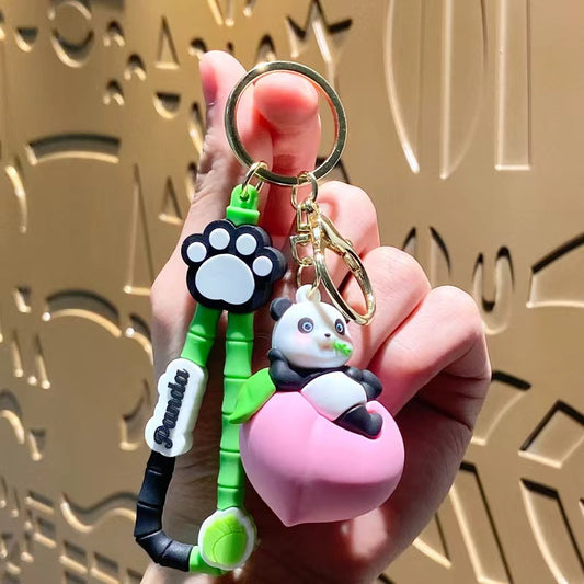 #HA1024 4 pcs lot Cute panda keychain,bag chain fruit panda kungfu panda car key accessory