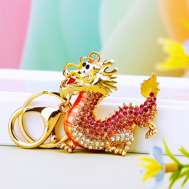 #HA1020 Dancing dragon chinese zodiac keychain keyring car key hangbag accessories
