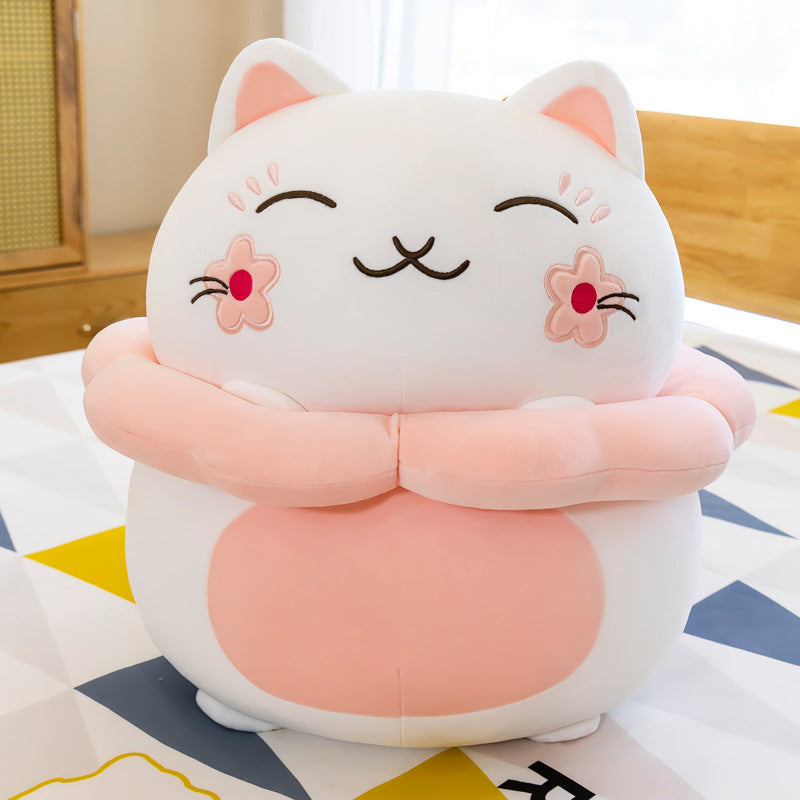 #HA1028 Sakura lucky cat cushion pillow cute fortune cat plush kids toys girl gift