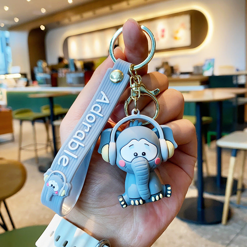 #HA1028 4 pcs lot  Music panda elephant keychain keyring bag pandent  cartoon  cute gift