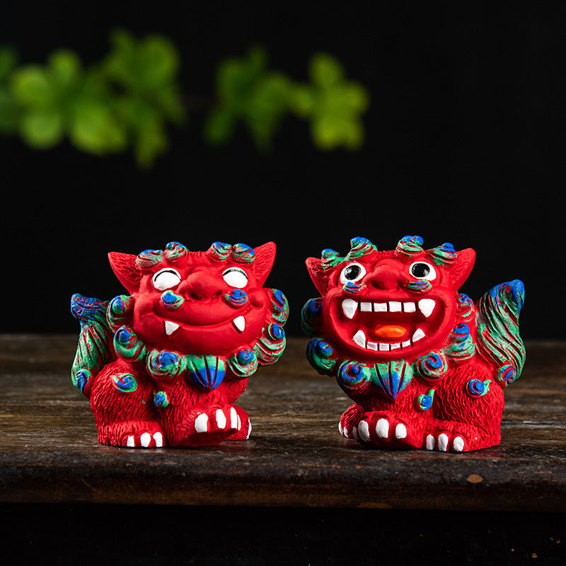 #HD1034 1 pair (2pcs)of Lucky Dancing lion figurine  fengshui home decoration gift expel evil