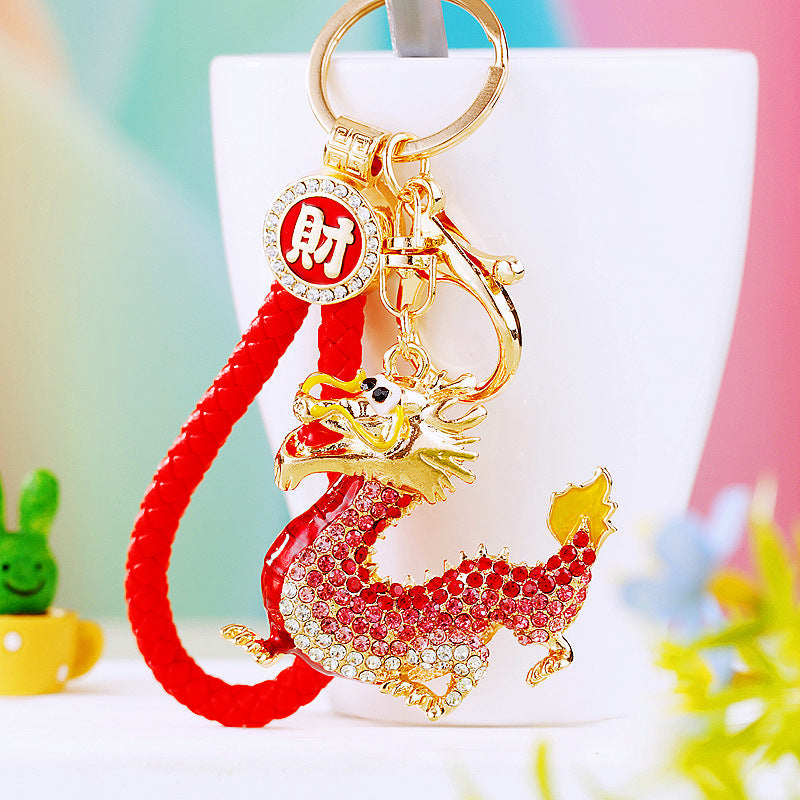 #HA1020 Dancing dragon chinese zodiac keychain keyring car key hangbag accessories