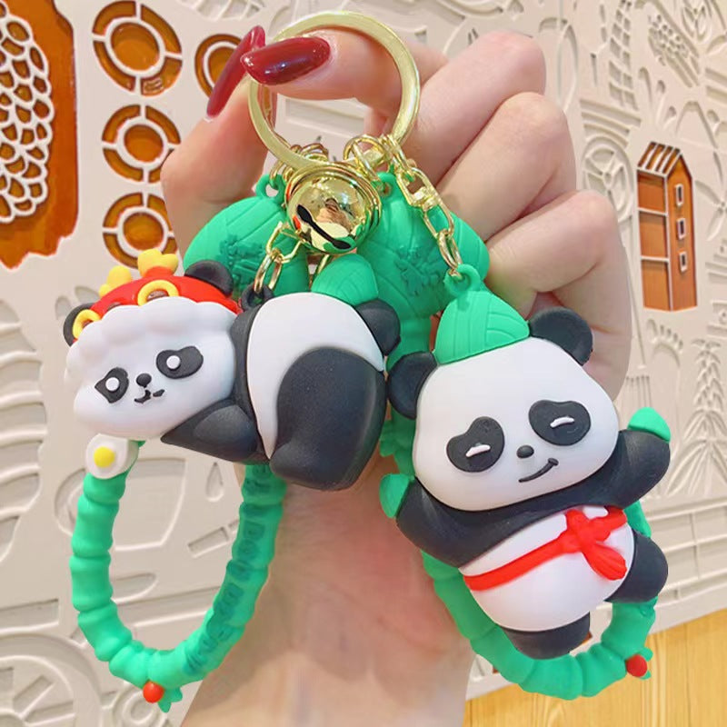 #HA1024 4 pcs lot Cute panda keychain,bag chain fruit panda kungfu panda car key accessory