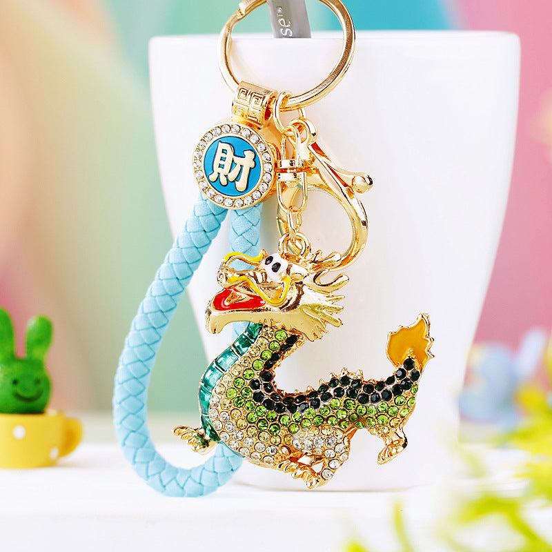 #HA1020 Dancing dragon chinese zodiac keychain keyring car key hangbag accessories