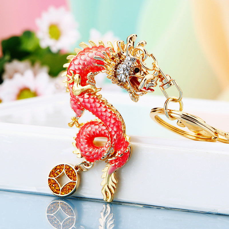 #HA1020 Dancing dragon chinese zodiac keychain keyring car key hangbag accessories