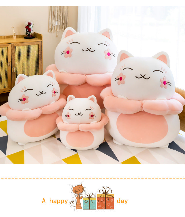 #HA1028 Sakura lucky cat cushion pillow cute fortune cat plush kids toys girl gift