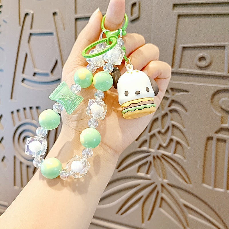 Sanrio Wrist landyard wrist bracelet bead Bag Pendant  Anime Kawaii Hello Kitty Cinnamoroll Cute My Melody  Decoration Gifts