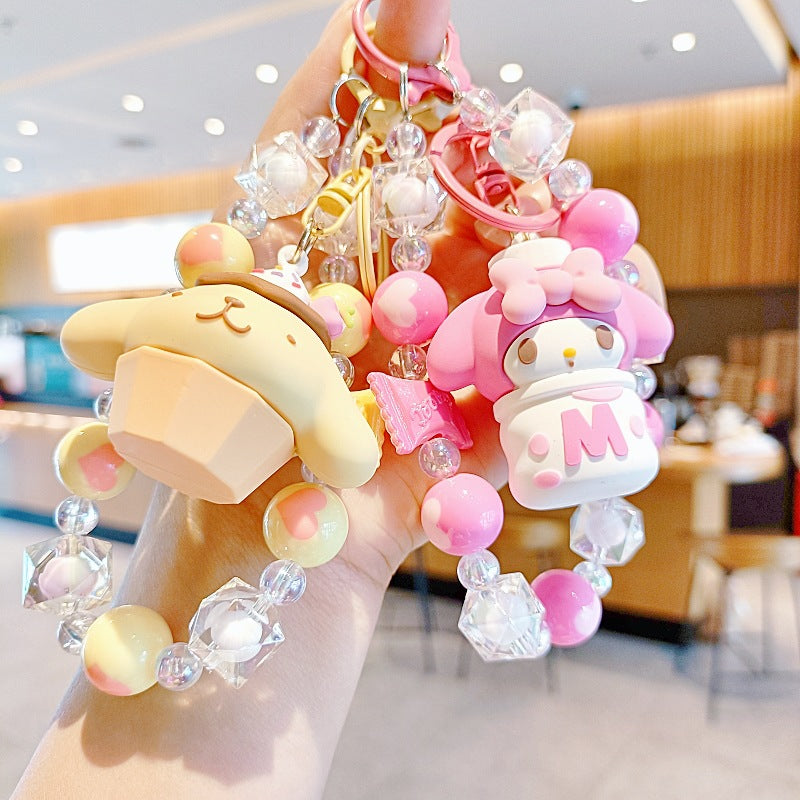 Sanrio Wrist landyard wrist bracelet bead Bag Pendant  Anime Kawaii Hello Kitty Cinnamoroll Cute My Melody  Decoration Gifts