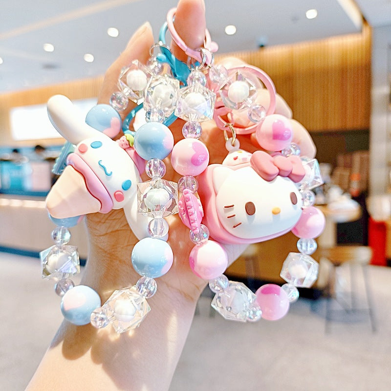 Sanrio Wrist landyard wrist bracelet bead Bag Pendant  Anime Kawaii Hello Kitty Cinnamoroll Cute My Melody  Decoration Gifts
