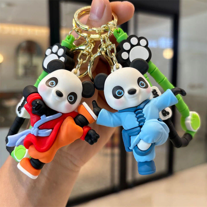 #HA1024 4 pcs lot Cute panda keychain,bag chain fruit panda kungfu panda car key accessory